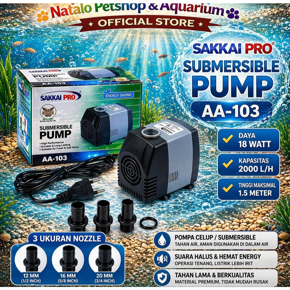Sakkai Pro AA 103 Submersible Pump - Mesin Pompa Aquarium Kolam Hidroponik AA-103