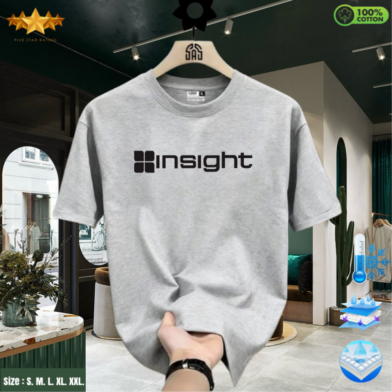 Promo Diskon T-shirt Kaos Insight Logo Hitam Unisex Motif Lengan Pendek Atasan Kasual Oversized, S M