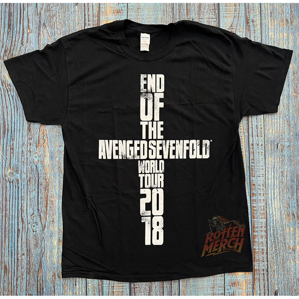 Kaos T-Shirt Band Vintage Avenged Sevenfold - Cross World Tour 2018 A7X World Official Merchandiset