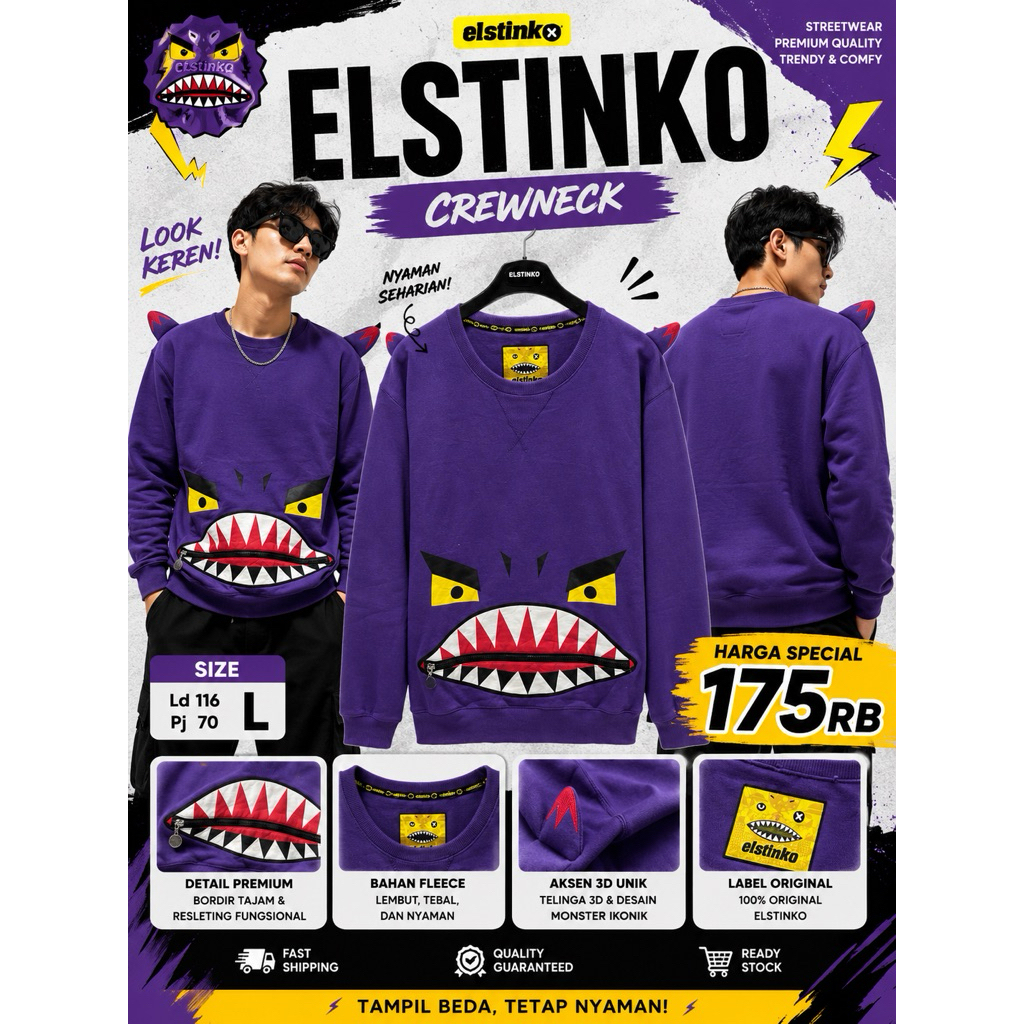 crewneck Elstinko ori fnf sb size on pict