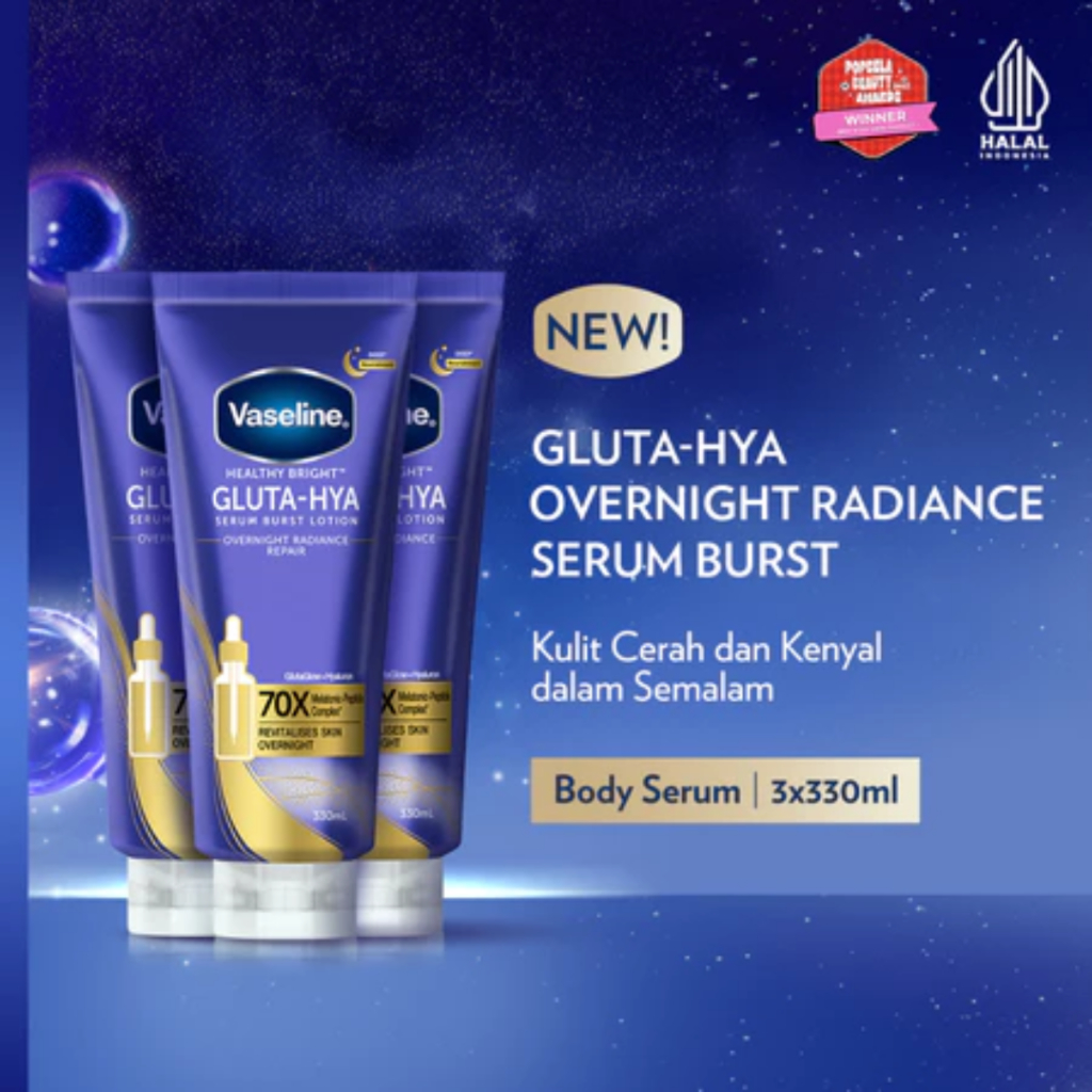 [JENNIE'S PICK] VASELINE Gluta-Hya Body Serum Overnight Radiance Repair 330 mL x3