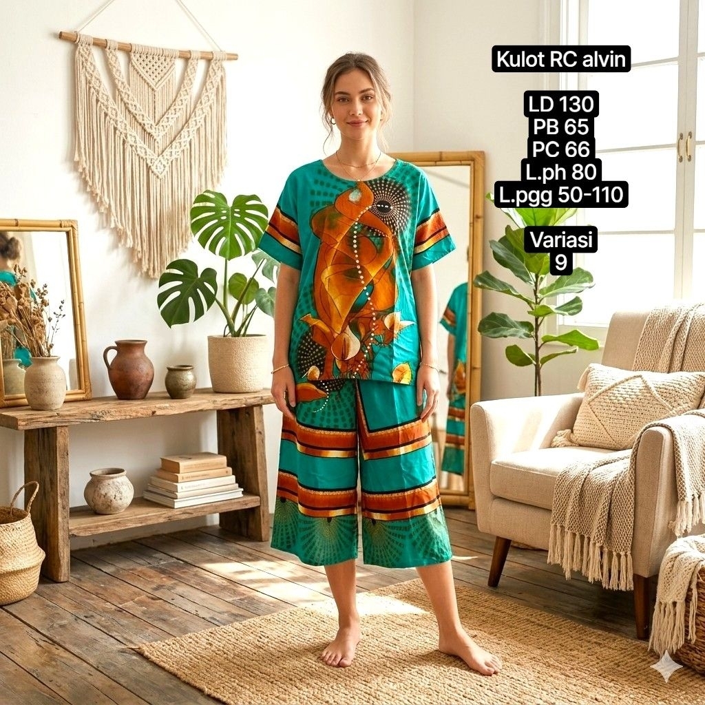 Setelan Piyama Kulot Jumbo Dari Batik Alvin (KT RC)