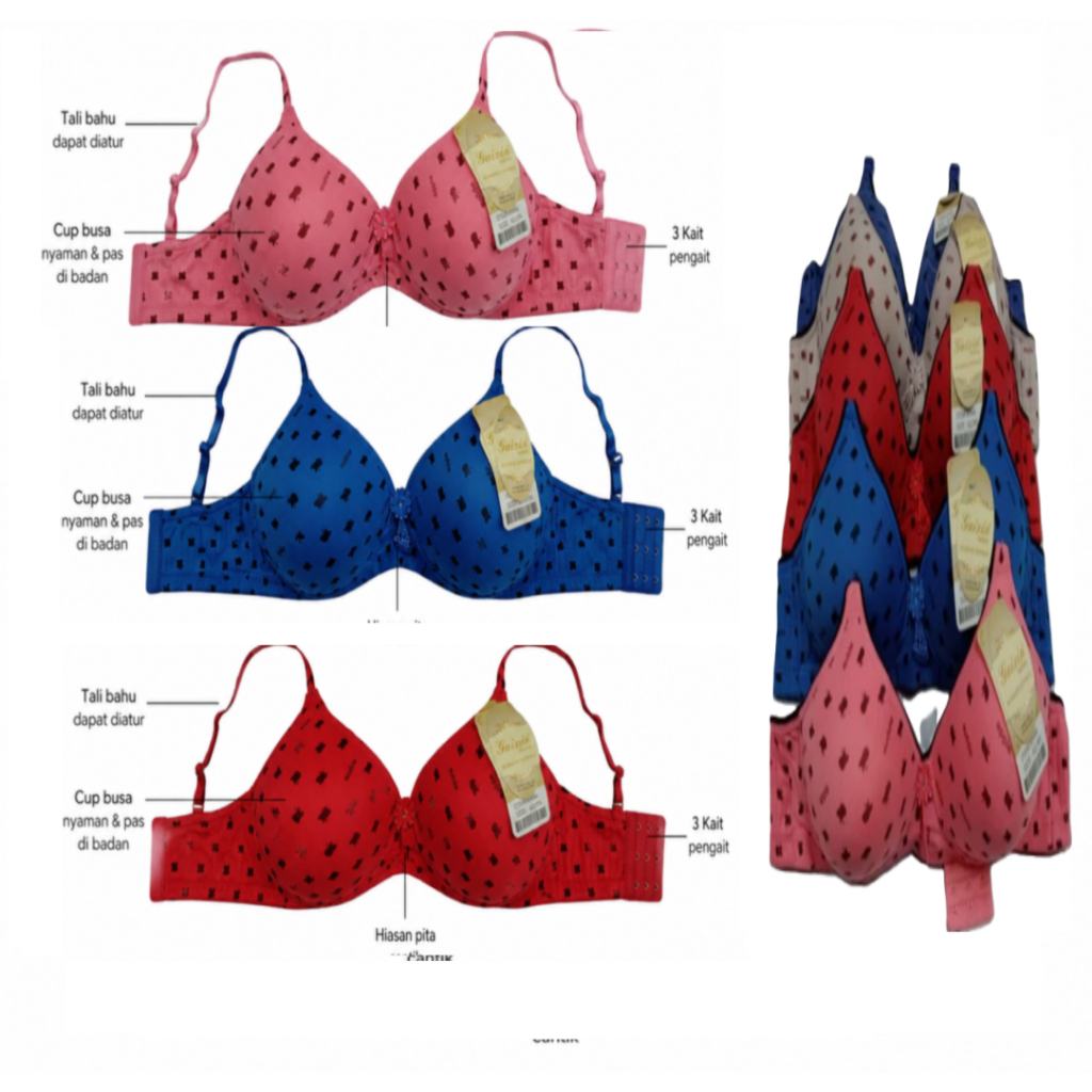 BRA BH WANITA APEL GAIXIN 8946 CUP B KATUN KAIT 3 LEMBUT DAN EMPUK