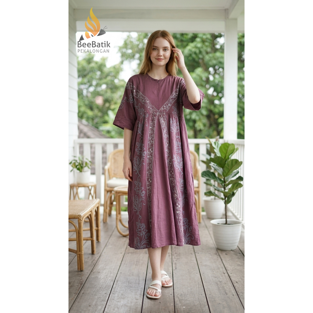 SEKDRESS BAHAN TWILL MOTIF BATIK TERBARU ORI BEE BATIK PEKALONGAN