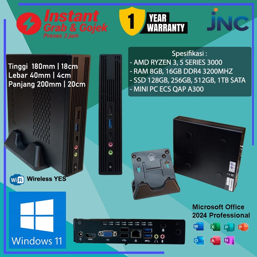 ECS Mini PC QAP AMD Ryzen 3, Ryzen 5 Komputer Desktop, Komputer PC, CPU Mini RAM DDR4 SSD