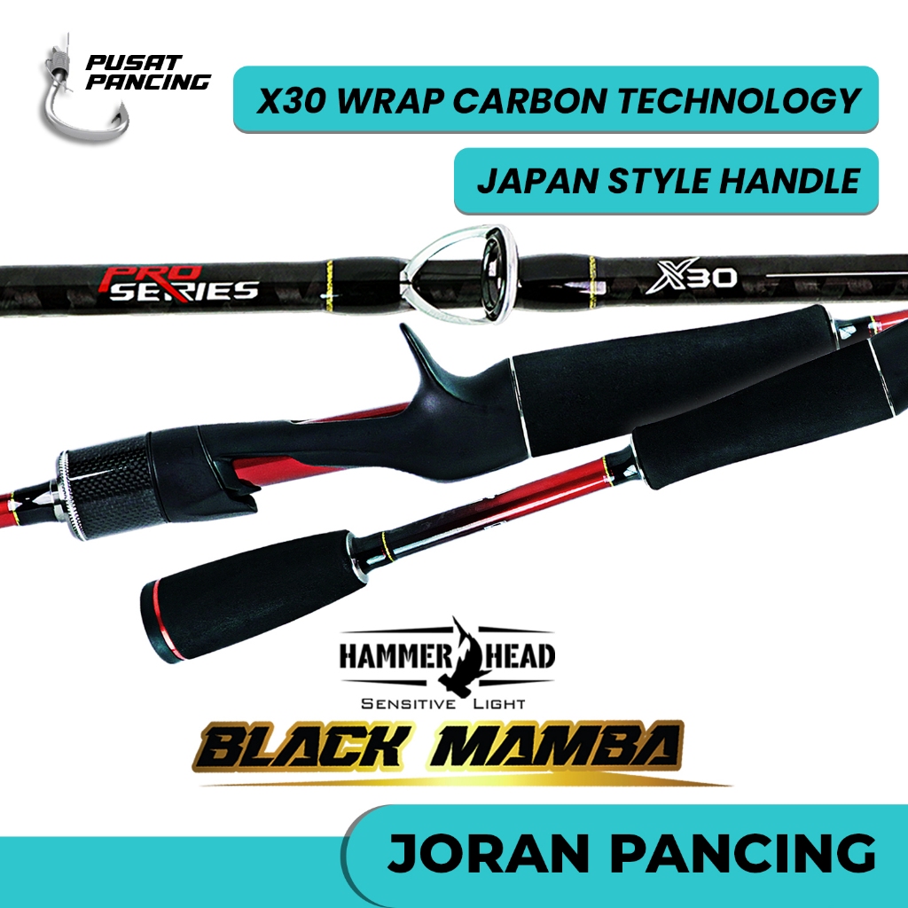 HAMMER HEAD Joran Pancing Baitcasting BLACK MAMBA Pro Series 180cm - 210cm X30 Carbon Blank Construc