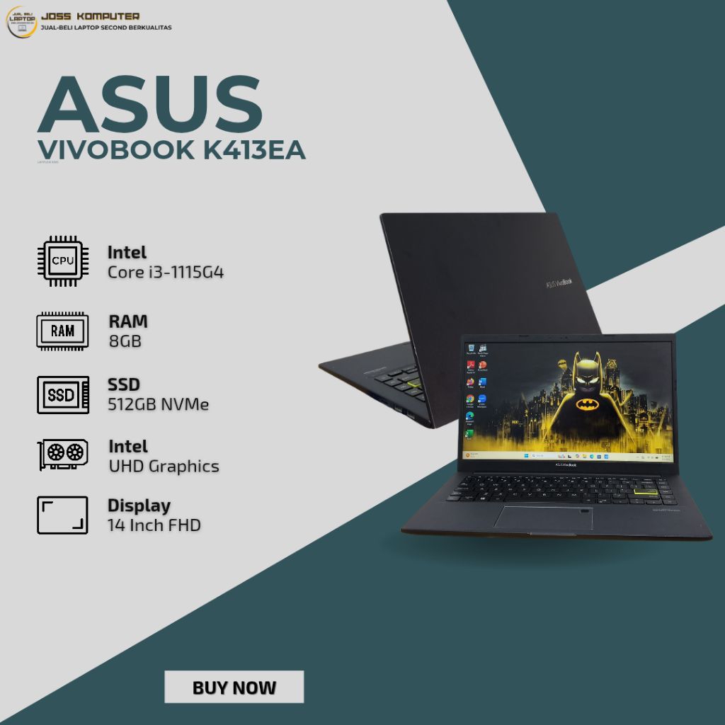 ASUS VIVOBOOK K413EA INTEL CORE I3-1115G4/ RAM 8GB/ SSD 512GB NVMe/ 14" FHD