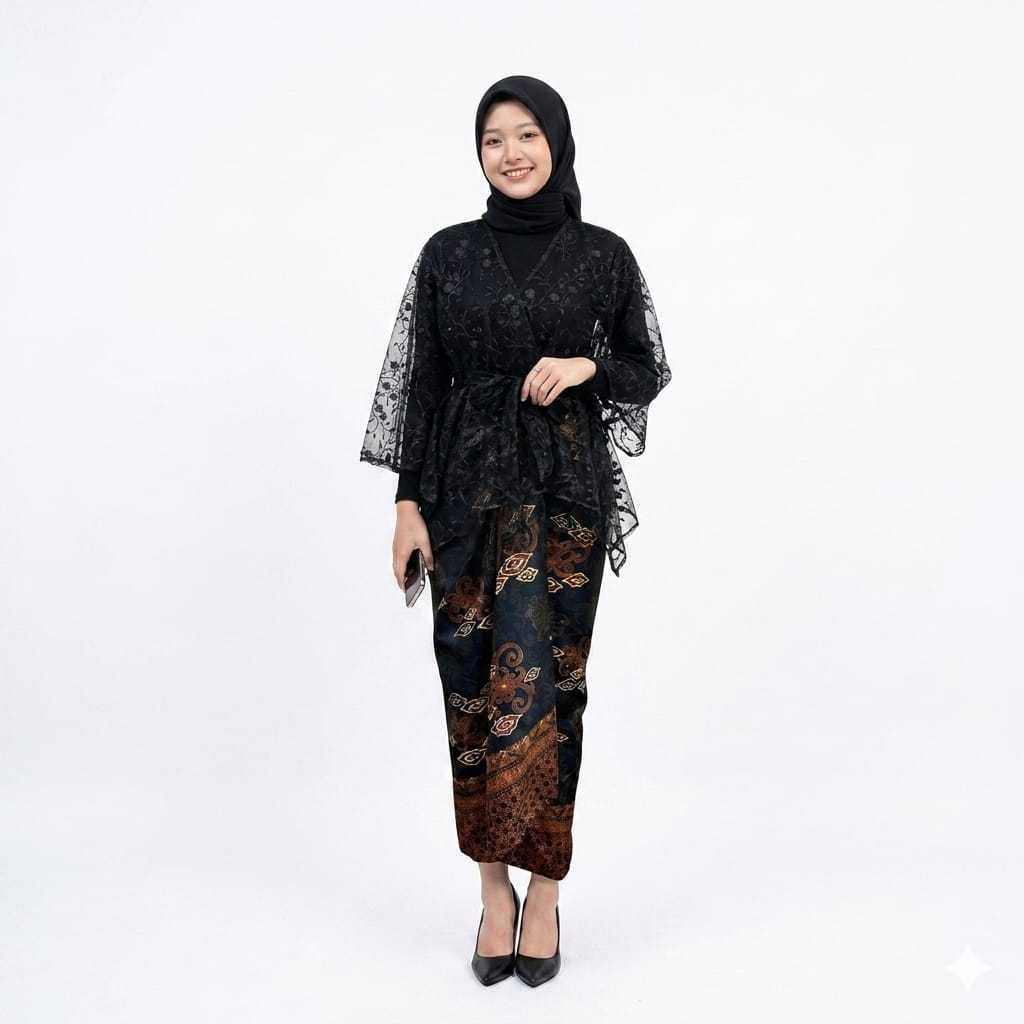 Rok Lilit Batik Premium + Outer Pita Elegan + Manset Jumbo | Model Batik Modern Terbaru