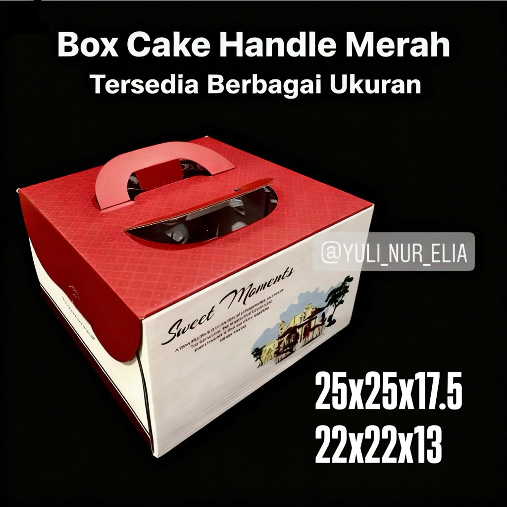 Box Cake Handle Merah 25x25x17.5cm
