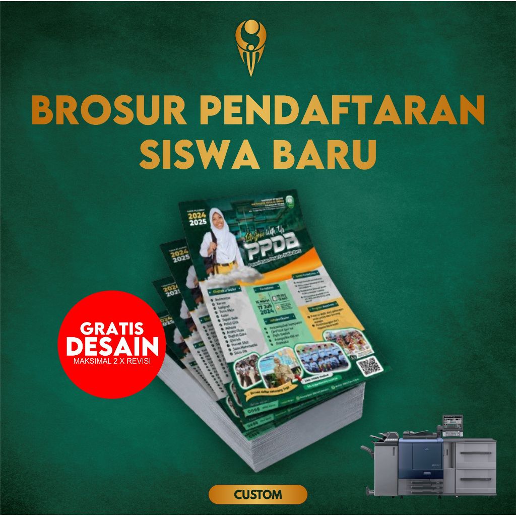 CUSTOM CETAK PRINT BROSUR PENDAFTARAN SISWA BARU PPDB SEKOLAH TK SD SMP SMA  DESAIN GRATIS  FULL COL