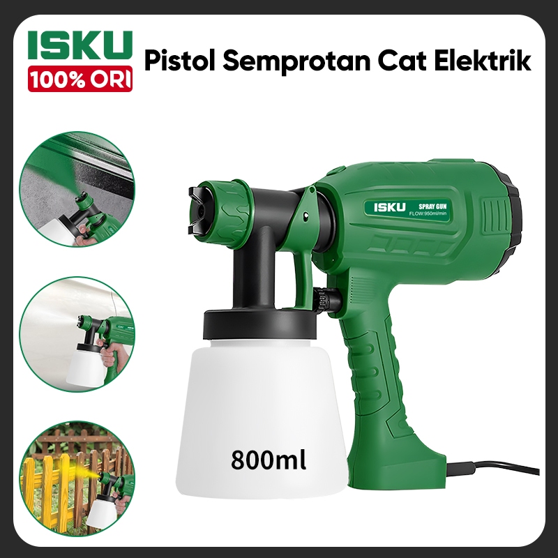 ISKU Mesin Spray Gun Elektrik 400W 370W Alat Semprot Cat Dinding Kayu Mobil Paint Sprayer Tabung 100
