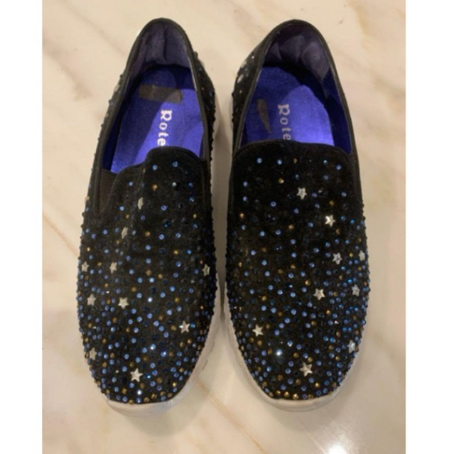 PRELOVED Rotelli Sepatu Slip Ons Mules Biru Navy Glitter Size 36o