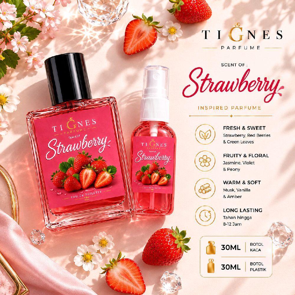 Parfum Wanita Aroma Strawberry / Stroberi, Elegant, Manis, Awet Berkarakter, Natural Fragrance