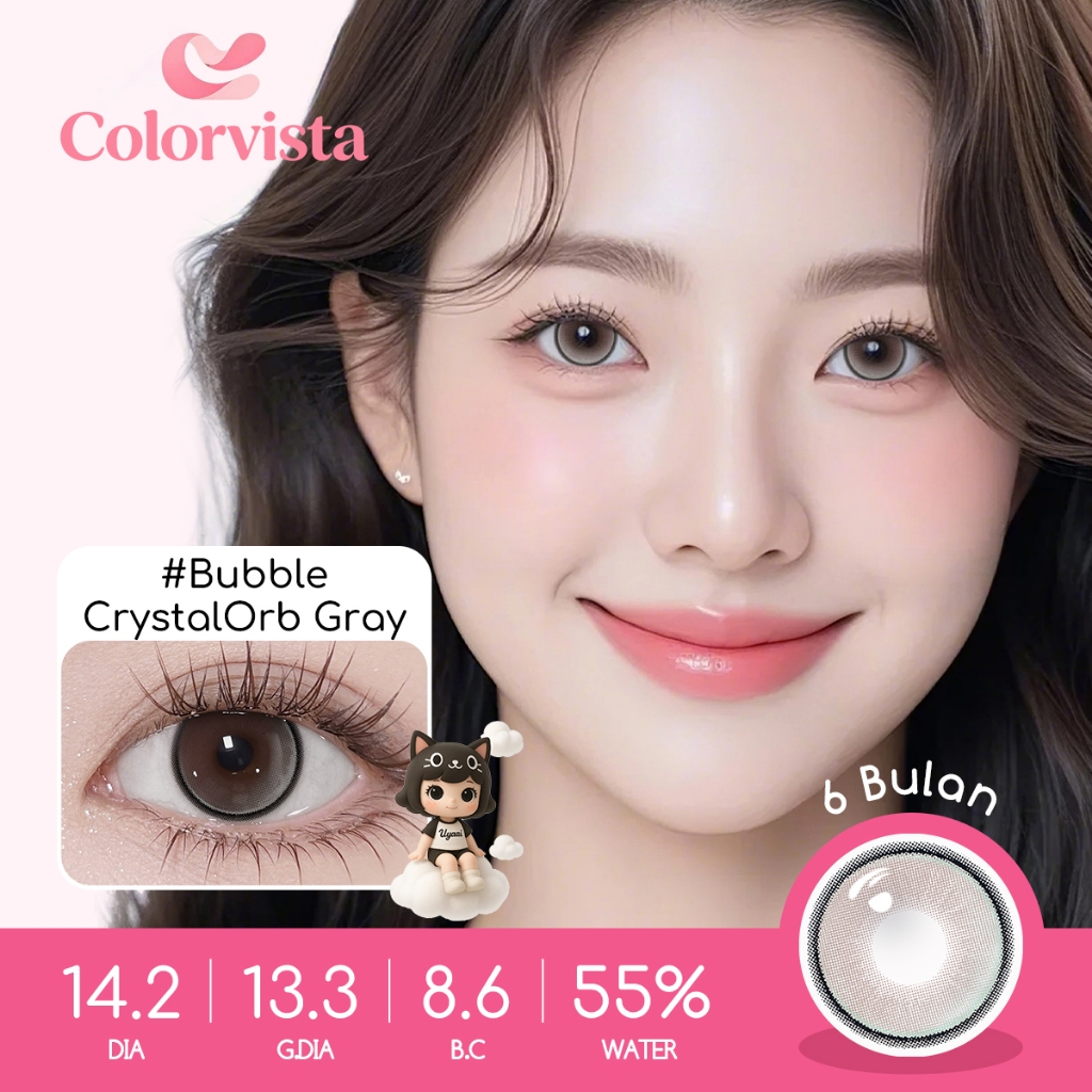 [COD] COLORVISTA Softlens CrystalOrb Gray Seri 14.2mm | Lensa Kontak Warna Natural Mata Besar - 6 Bu