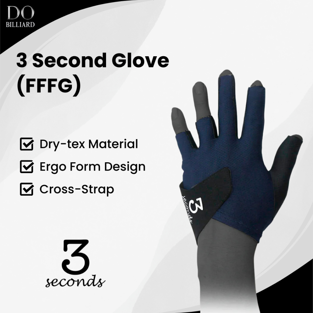 3 SECOND FFFG Open Finger Billiard Glove / Sarung Tangan Billiard 3 Second FFFG