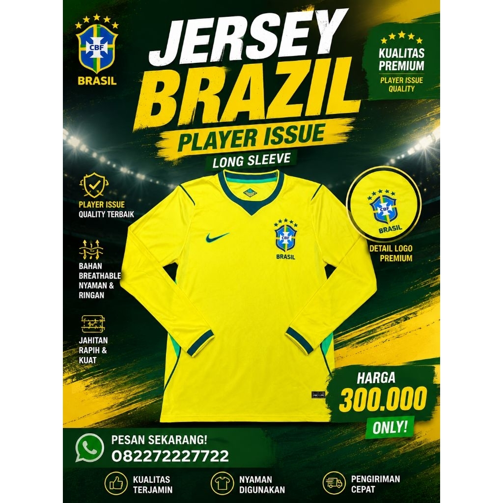 JERSEY BRAZIL PLAYER ISSUE LONG SLEVE PANJANG