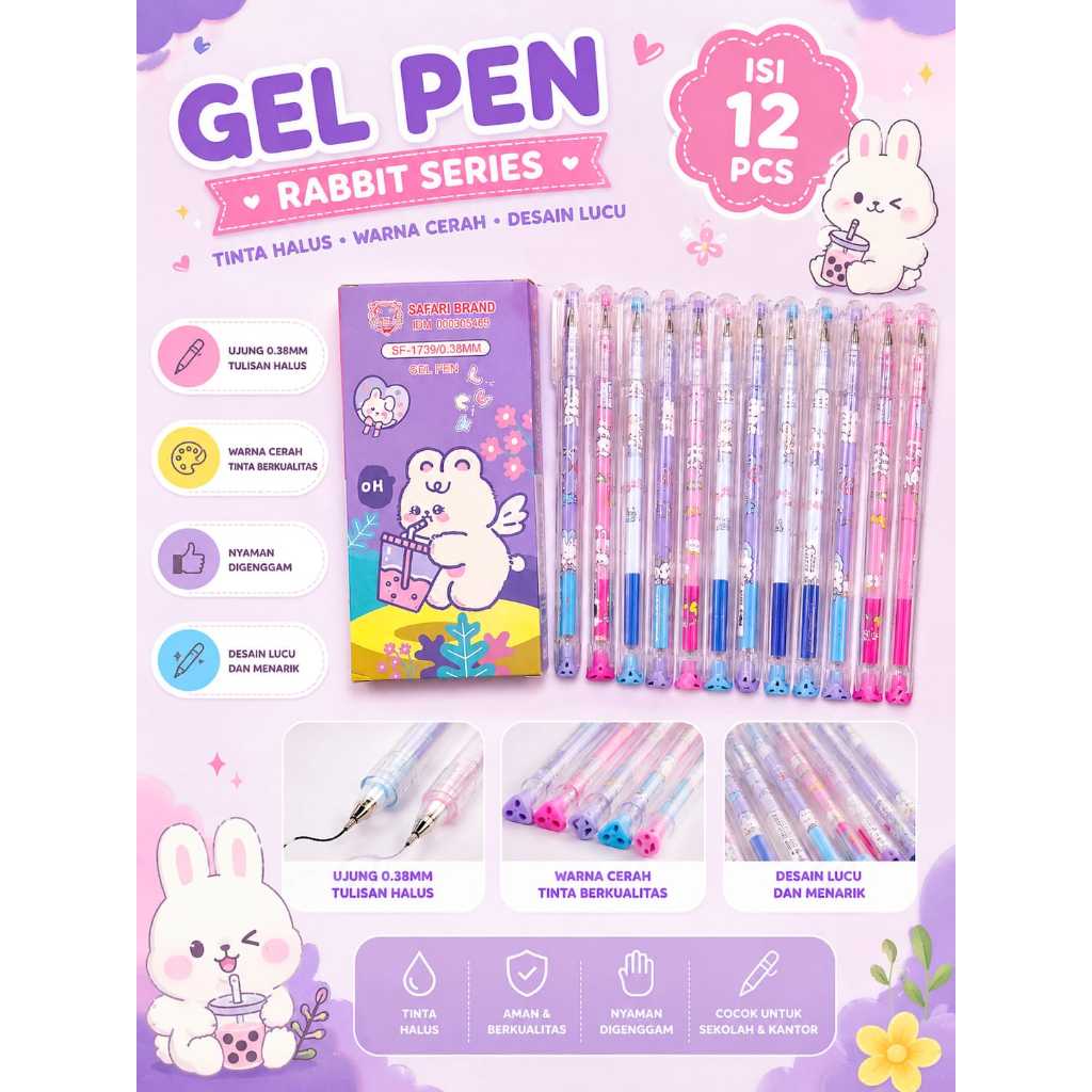 Promo Murah pulpen gel Safari Brand SF 17 harga pak isi 12 pcs