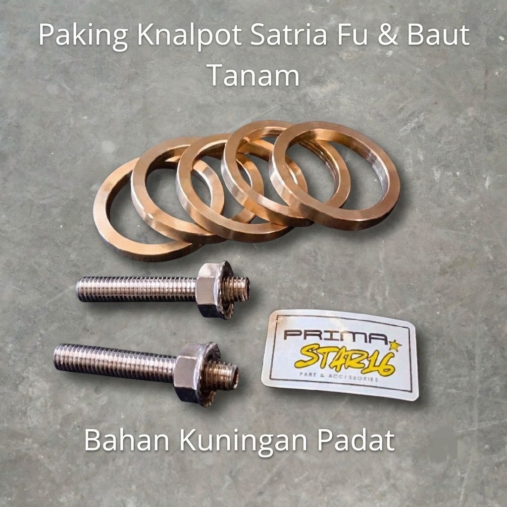 Paking Perpak Knalpot Satria Fu Bahan Kuningan Padat dan Baut Tanam Knalpot Satria Fu Stainless Stee