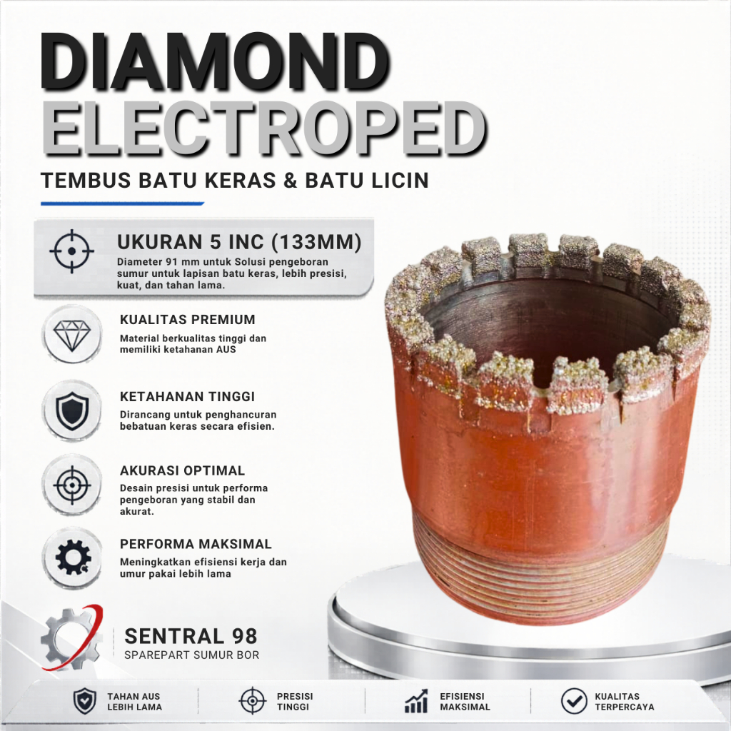 mata bor coring diamond 5inc/mata bor sumur batuan licin/mata bor sumur batuan keras