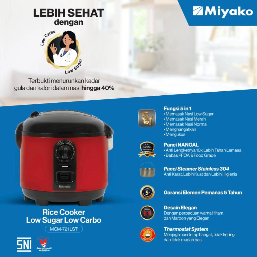 MAGIC COM / RICE COOKER MIYAKO MCM-721 LST / MCM721LST / MCM 721 LST LOW CARBO BATAM