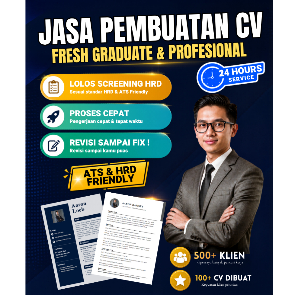 CV ATS Friendly | Jasa Pembuatan CV | Lolos Screening HRD | Fresh Graduate & Profesional | Word & PD