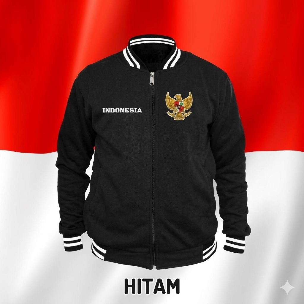 Indonesia Garuda Jaket Baseball Pria Wanita Motif Garuda Indonesia Varsity Jaket Resleting Indonesia