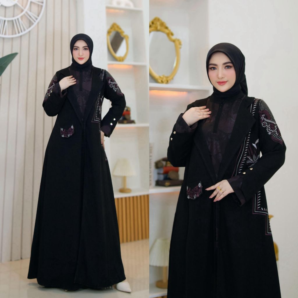 ABAYA SULTAN SERIES 3 BAHAN JETBLACK LD 110 PB 140
