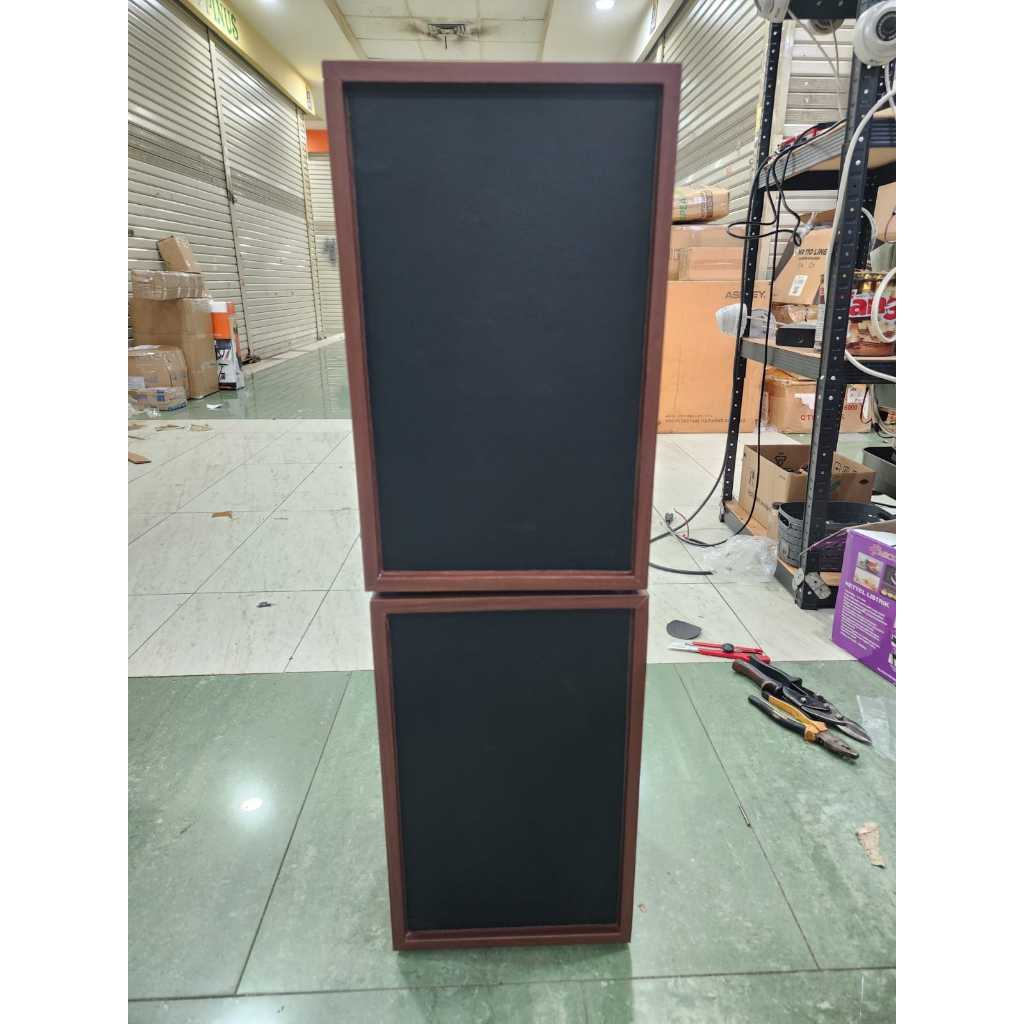 (JUAL 2 BUAH) box speaker 8 inch – SINGLE – untuk dalam Ruangan 2 way finishing hard pvc coklat – 25*21*40
