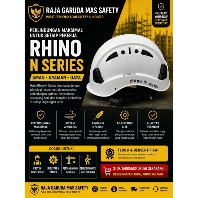 Helm Safety Rhino N Series - Helm Climbing Outdoor Safety Helmet Original