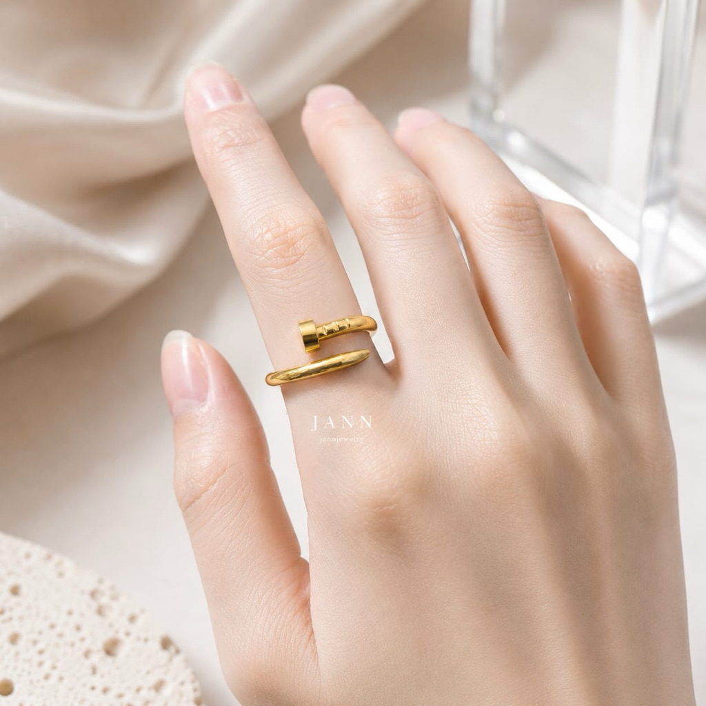 Cincin asli titanium permata zircon