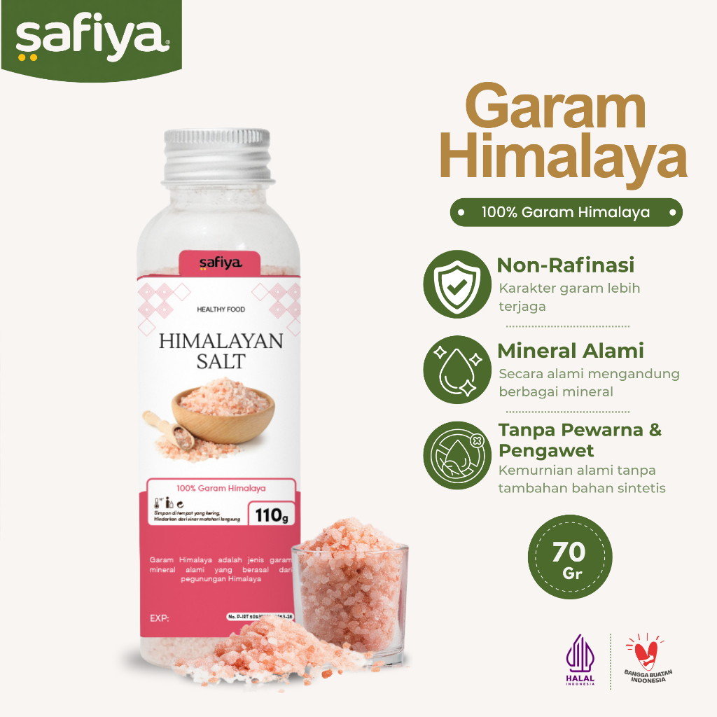 Safiya Garam Himalaya 110 Gram Botol Pink Himalayan Salt Premium