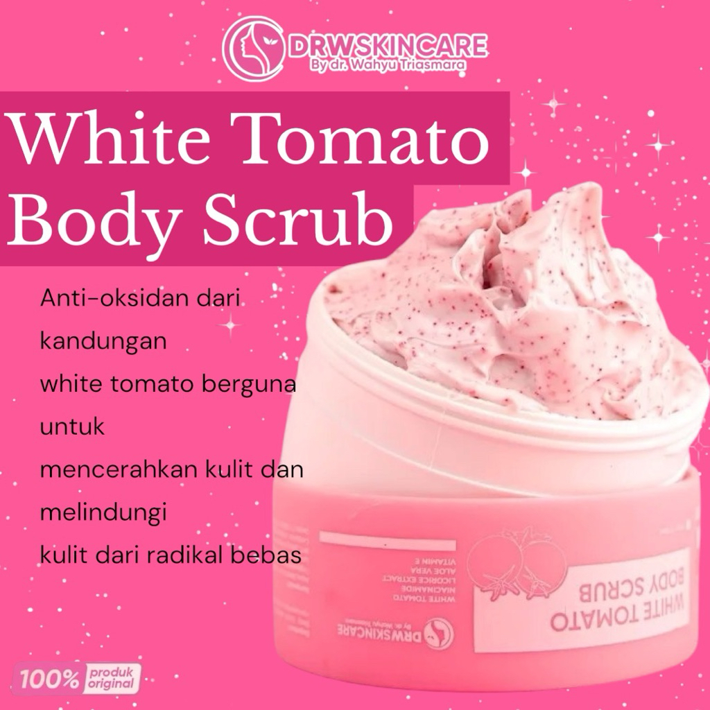 DRW Skincare White Tomato Body Scrub Lulur Badan Membersihkan Mengharumkan Menghaluskan Kulit Glowin