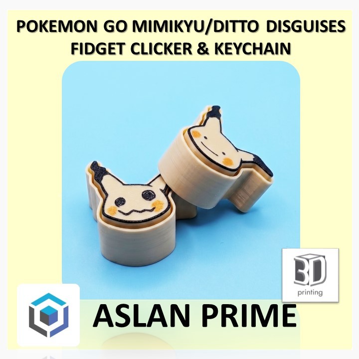POKEMON GO DITTO DISGUISES MIMIKYU WOOPER LUCARIO FORM KEY CLICKER KEYCHAIN 3D Print Character Viral