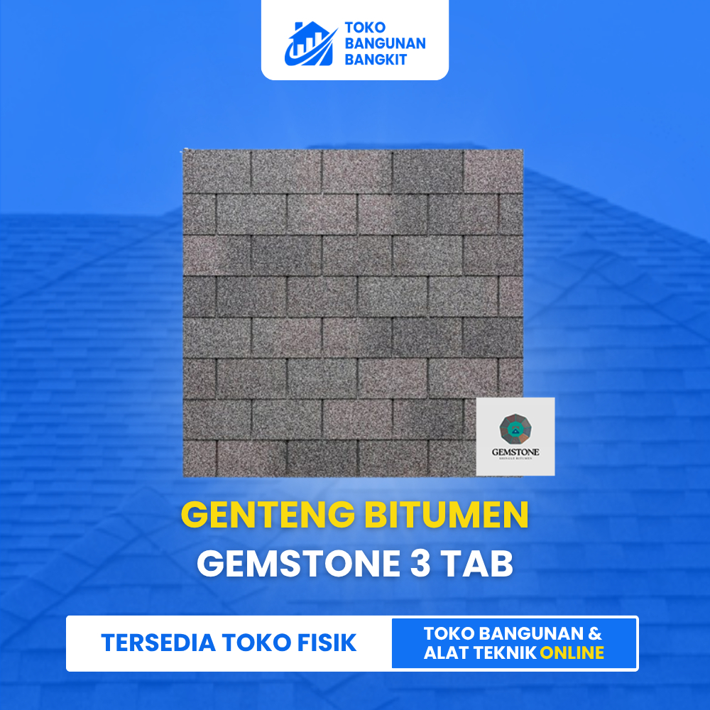 Atap Bitumen Gemstone 3 Tab Per Bundle Isi 21 Lembar Genteng Aspal Premium (PO)