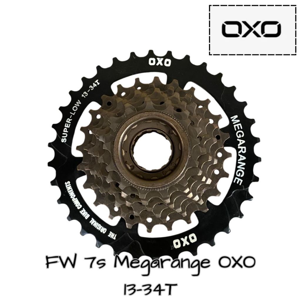 Sprocket Gear Drat ulir Freewheel Megarange OXO 7 speed 13-34T Chrome/Ni-ped