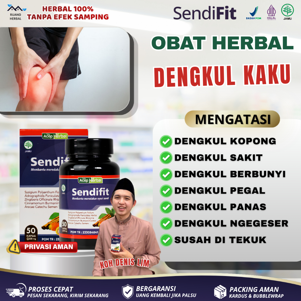 Sendifit Obat Herbal Atasi Dengkul Kaku, Dengkul Kopong, Dengkul Sakit, Dengkul Berbunyi, Dengkul Pe