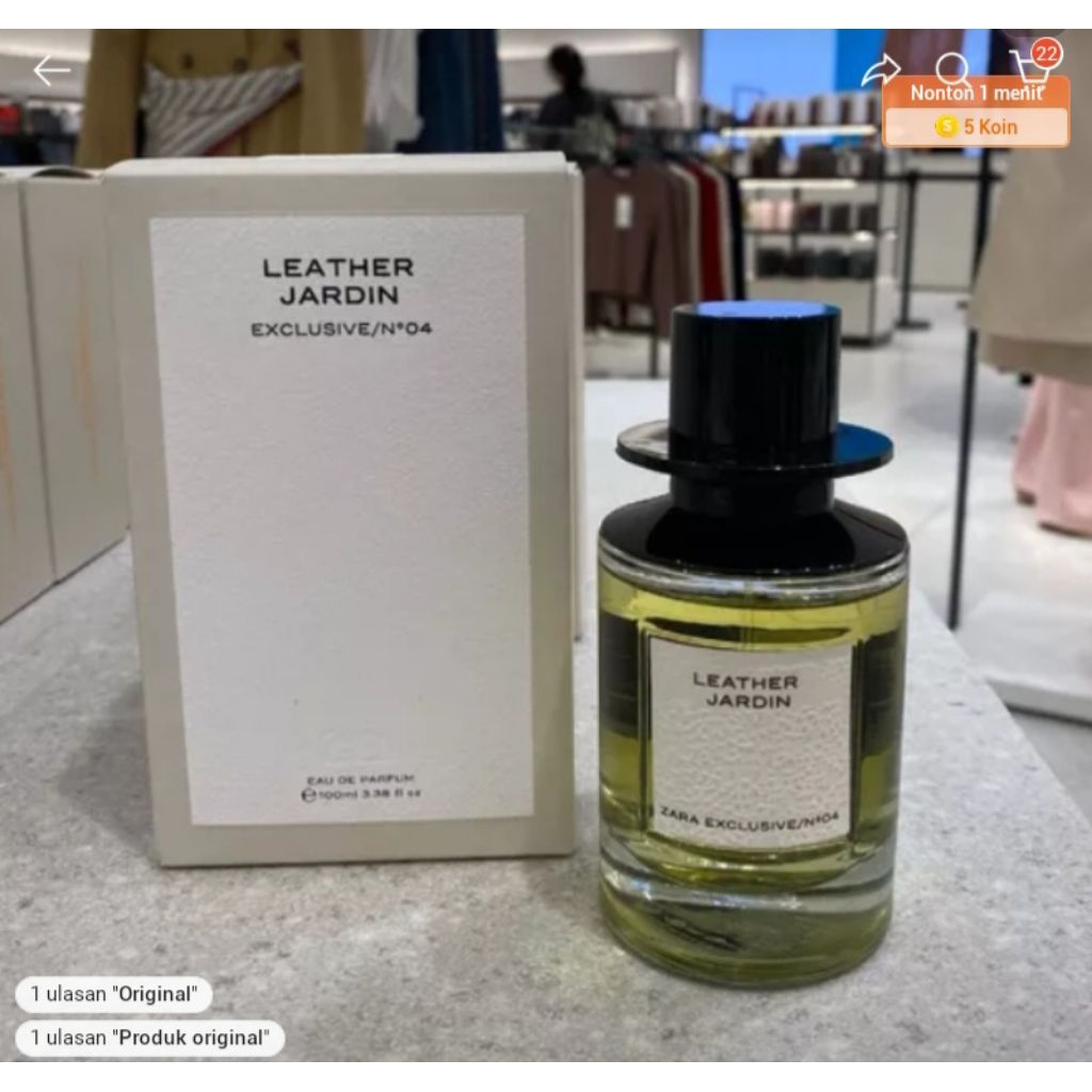 Parfum Zara Leather Jardin 100ml (tutup botol topi) original reject no box eropa