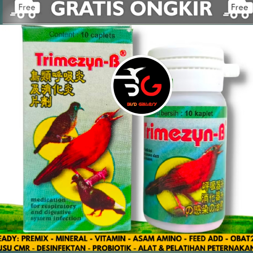 TRIMEZYN B KICAU MEDION VITAMIN UNTUK PERNAFASAN DAN STRES PADA BURUNG MERPATI ISI 10 KAPSUL
