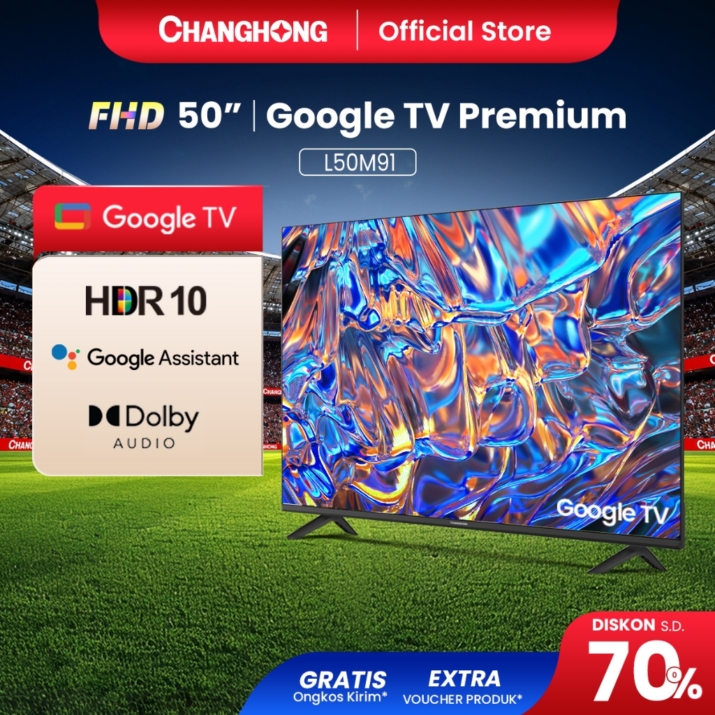 [NEW LAUNCH] Changhong TV 50 inch FHD Google Smart Digital TV Dolby Audio DBX-TV Google Play Netflix
