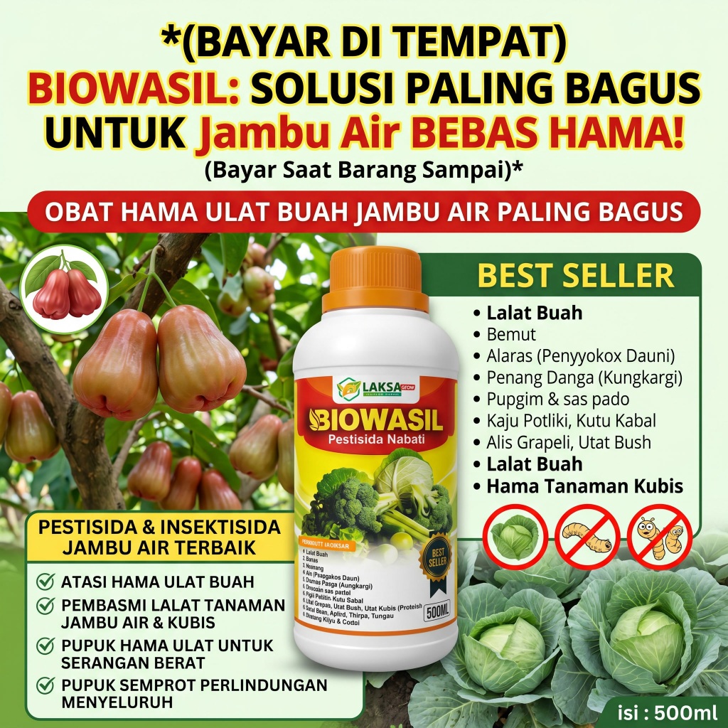 BIOWASIL 500ml Pestisida Nabati Ulat Jambu Air Obat Semprot Hama Ulat Daun Jambu Air Paling Manjur P