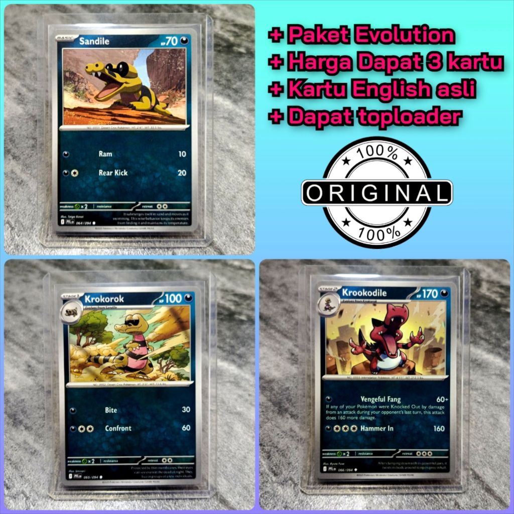 kartu pokemon borongan sandile krokorok krookodile kartu pokemon TCG asli original english sudah dap