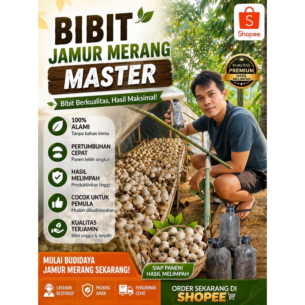BIBIT JAMUR MERANG MASTER PUTIH SIAP TANAM COD