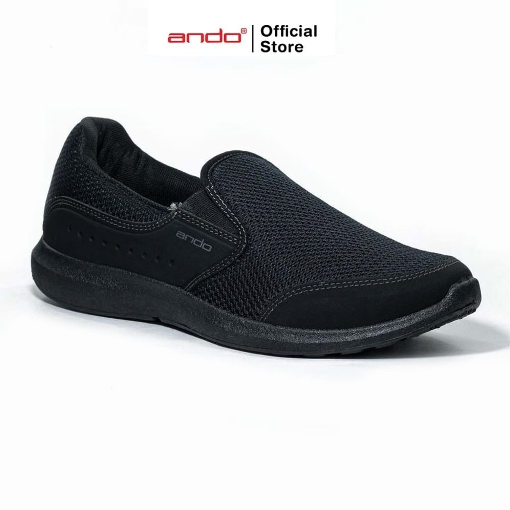 Ando  Sepatu Sneakers  SlipOn Arka Pria Dewasa - Hitam/Hitam