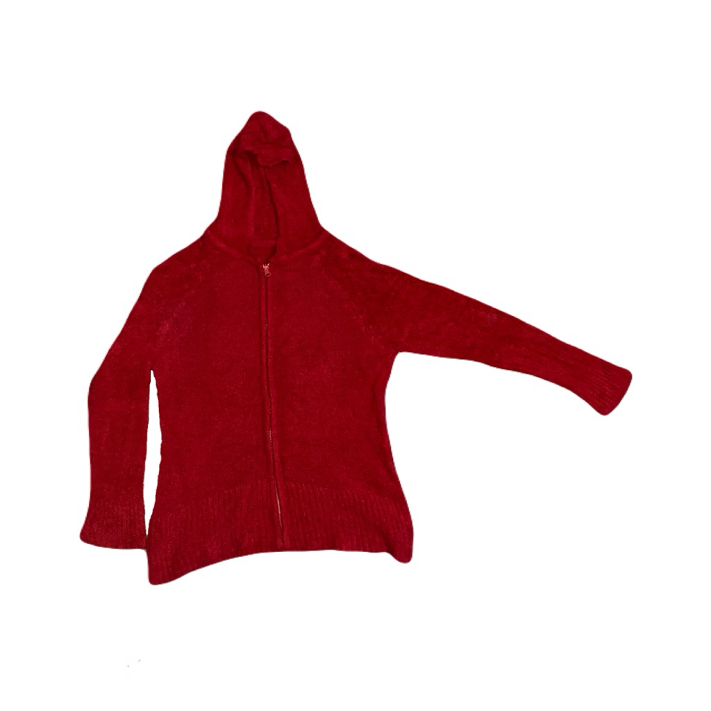 preloved jacket merah bulu wanita