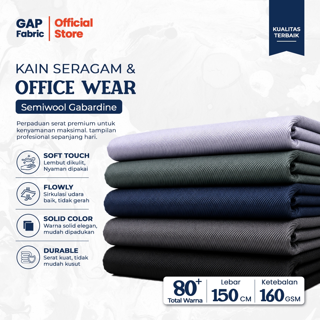 Kain semiwool Gabardine | Kain Seragam, Officewear, Celana Formal | Meteran