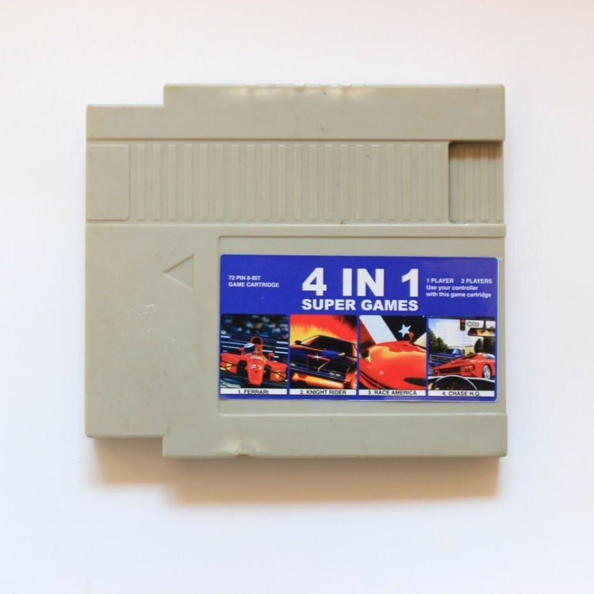 Kaset Nintendo 8 Bit 72 pin Vcom 4 in 1 Racing Tested Normal Game Jadul