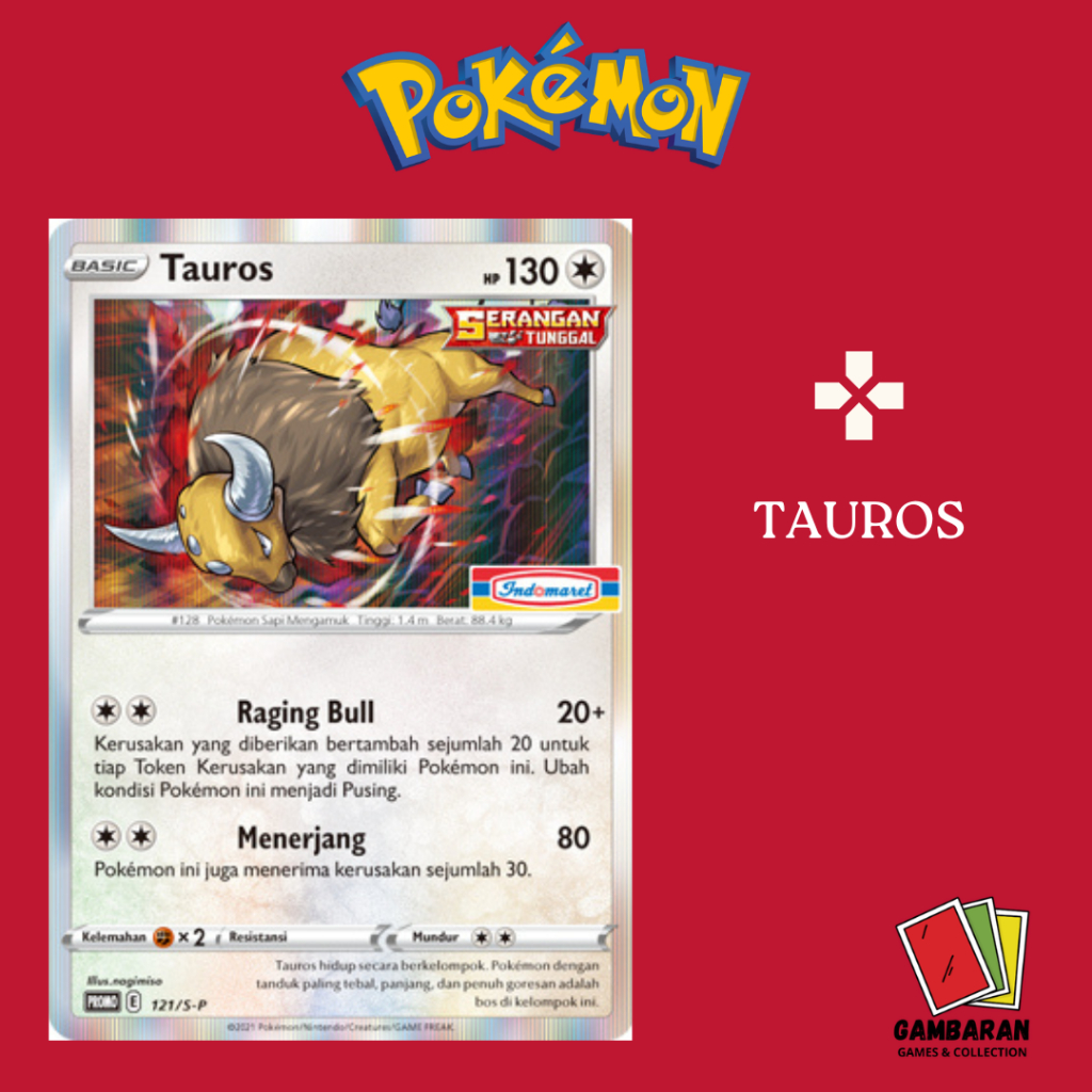 Tauros Promo Indomaret 121/S-P Kartu Pokemon Indonesia TCG