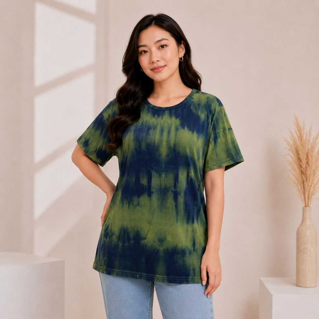 Kaos Polos Warna Abstrak Tie Dye