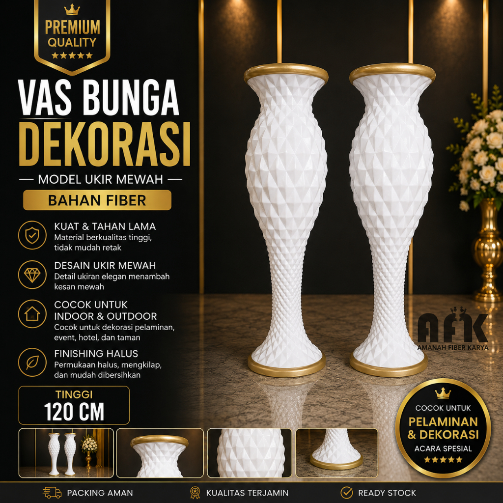 Vas Bunga Fiber Dekorasi Pelaminan / Pot Bunga Fiber Dekorasi