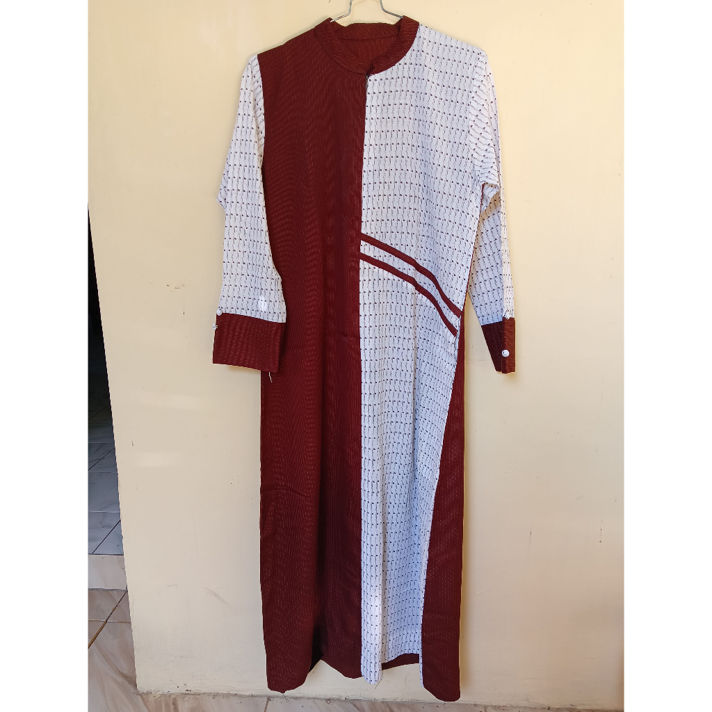 Dress daster wanita jubah gamis wanita muslimah lengan panjang kombinasi - bekas